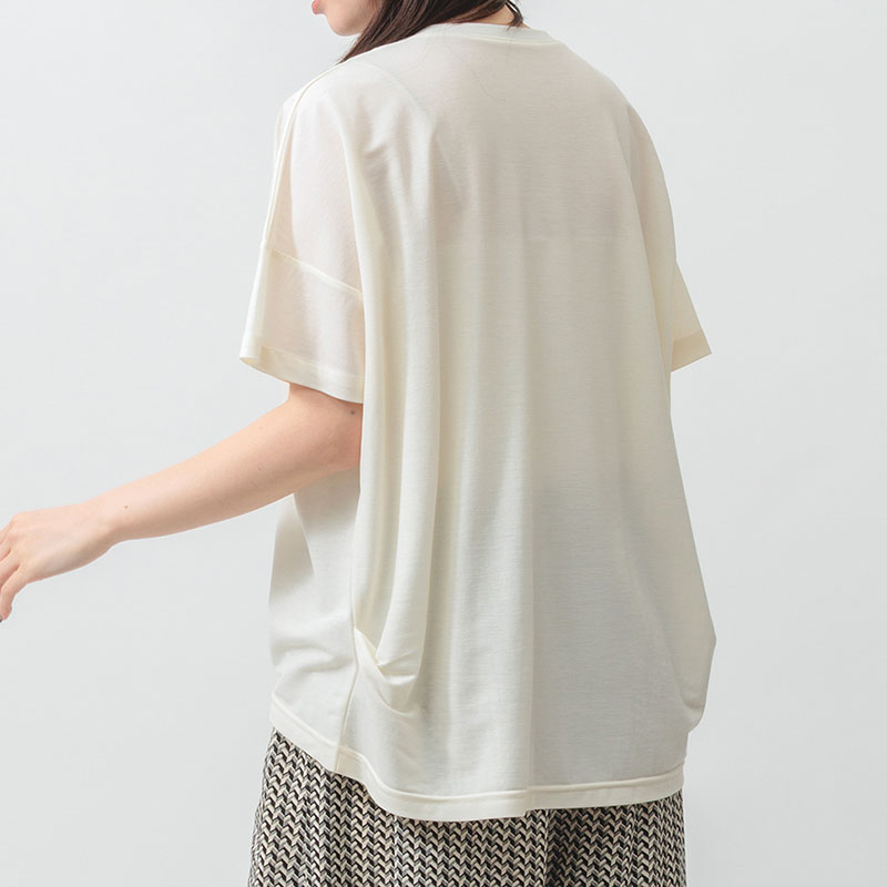 婦人『m.m.o』冷感鹿の子裾タック後ろコクーントップス