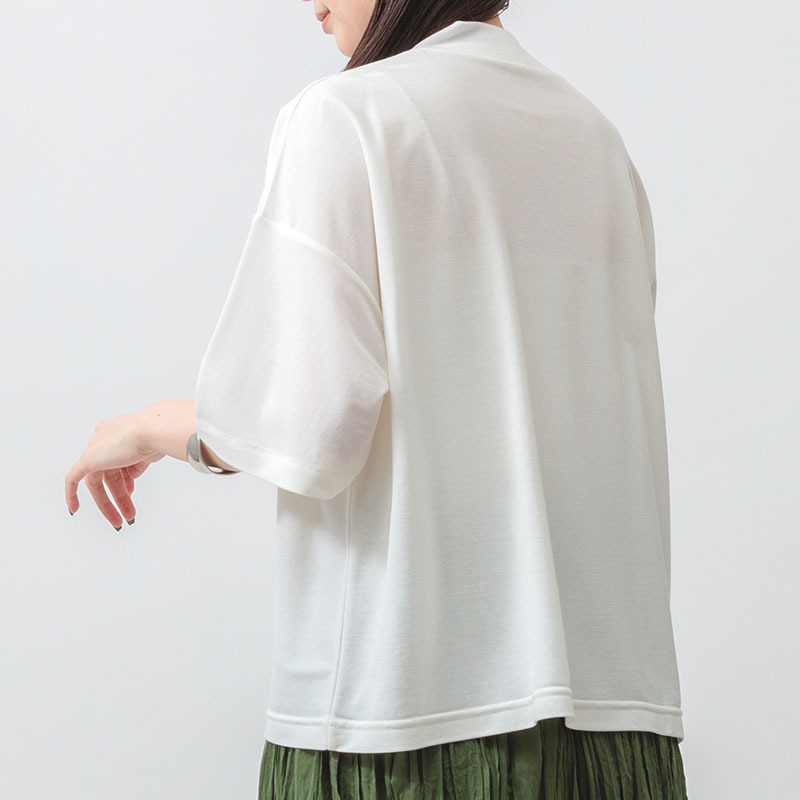 婦人『m.m.o』冷感鹿の子ハイネックプルオーバー五分袖