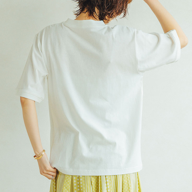 婦人『m.m.o』クルーネック袖リブ半袖Tシャツ