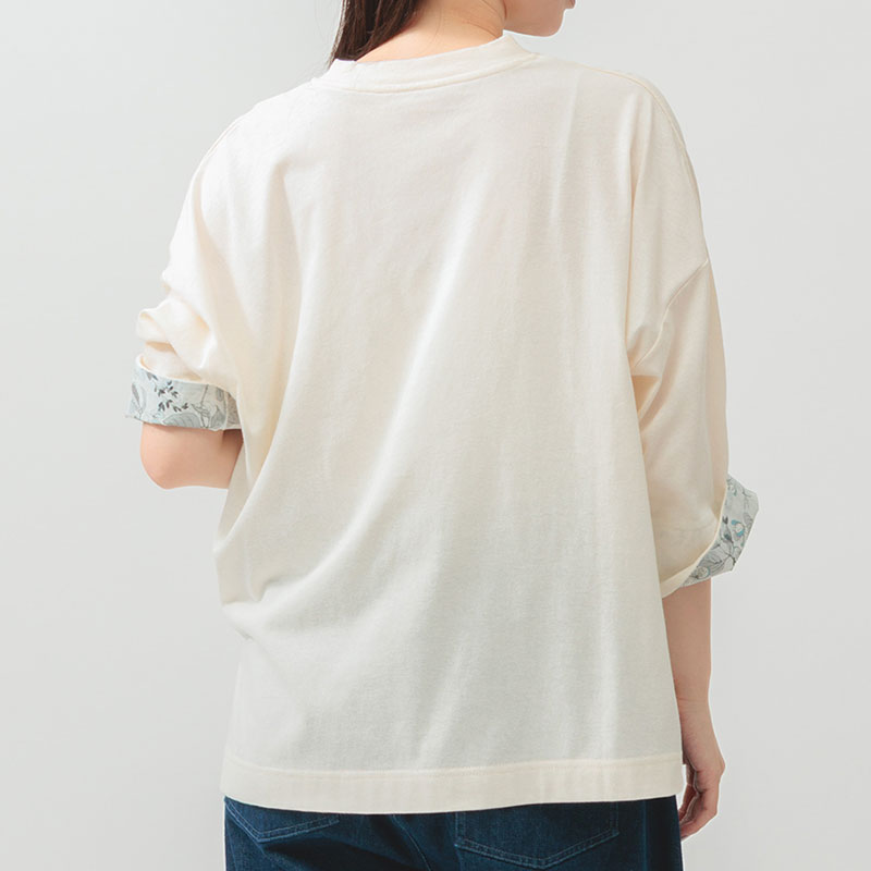 婦人『m.m.o』7分袖袖裏布帛トップス