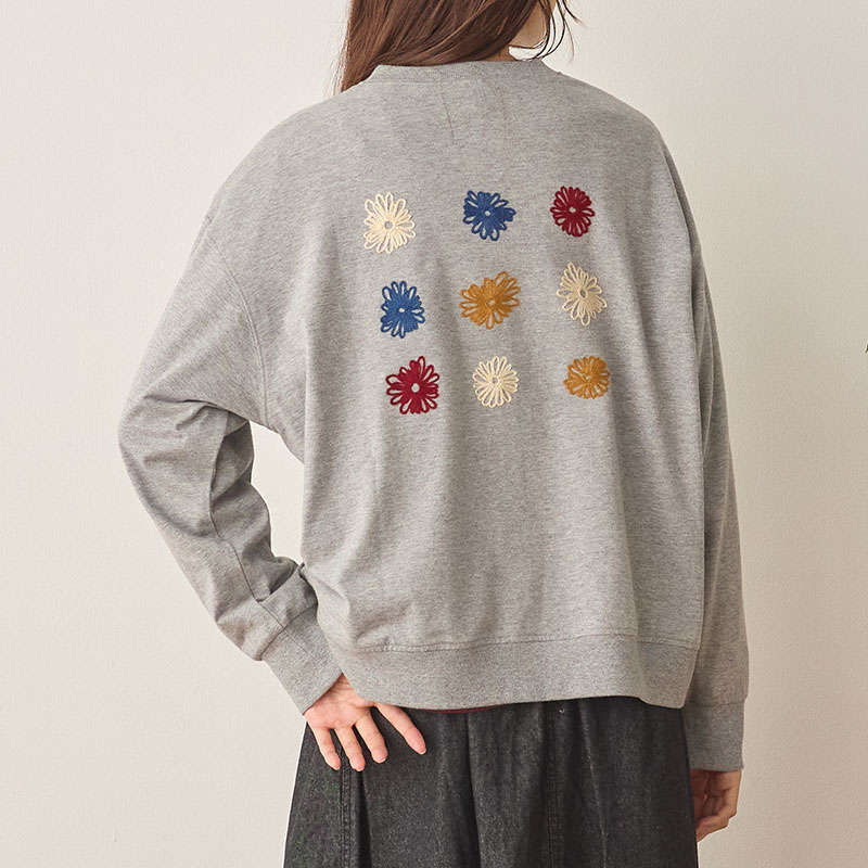 婦人『cloudnine』花刺繍ドロップ肩ダブルジップカットソー