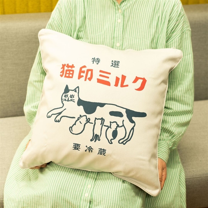 『星羊社』猫印ミルク クッションカバー