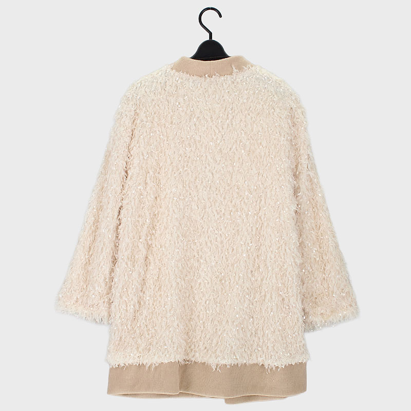 婦人『SILENT WORTH』カットフリンジジャガードカーディガン