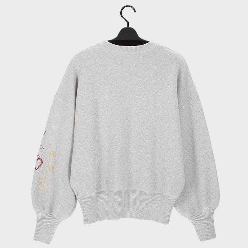 婦人『palm RICHE』スウェットライクロゴ刺しゅうニット