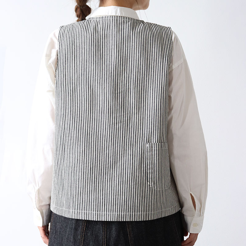 婦人『cloudnine』9.3ozタテスラブ入りダブルボタン前開きベスト