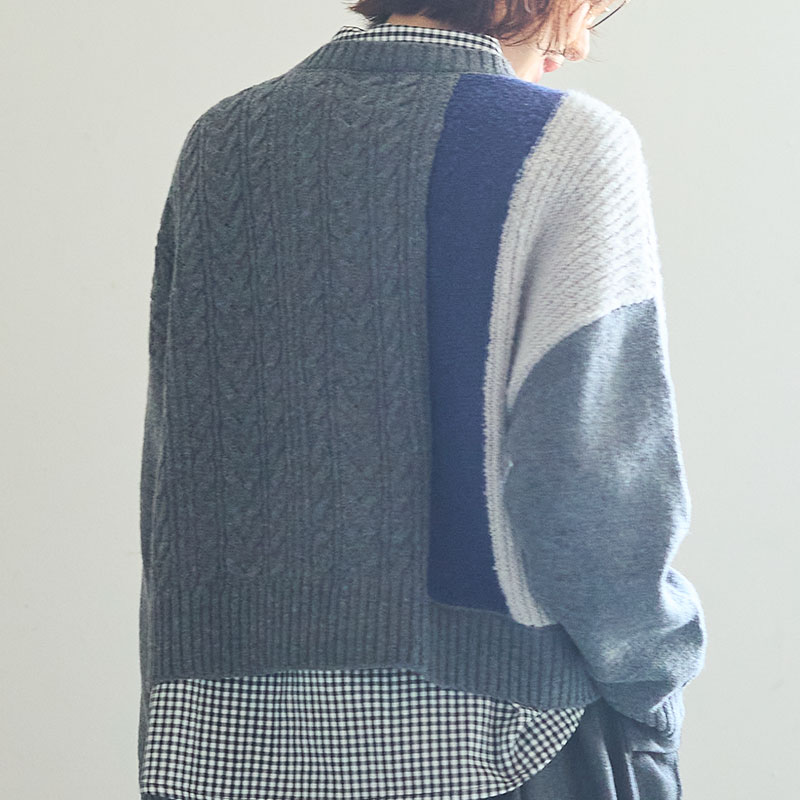 婦人『cloudnine』4種類柄パッチワークニットカーディガン