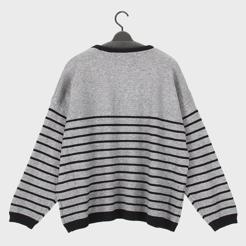 婦人丸首ボーダーセーター