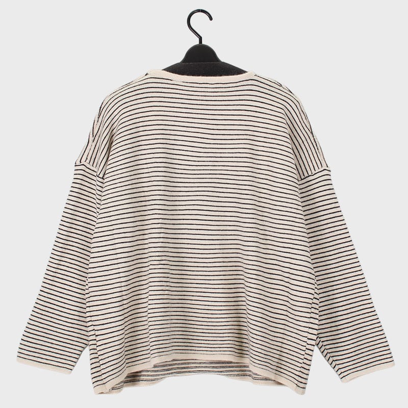 婦人丸首ボーダーセーター