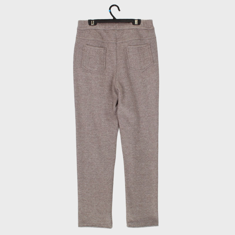 婦人ツイード調ニット裏シャギーテーパードパンツ