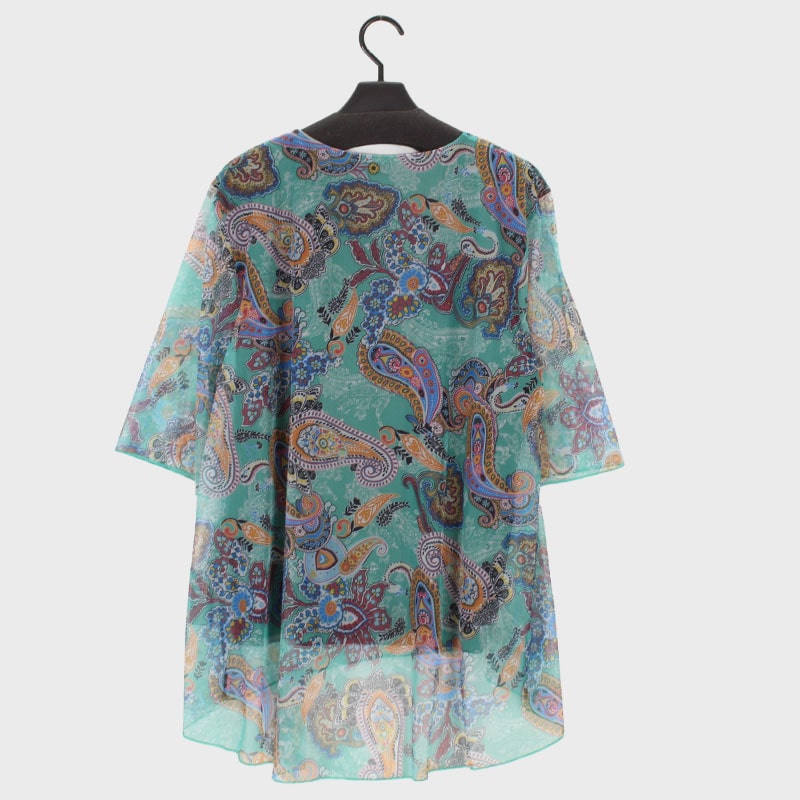 婦人7分袖パワーネットプリントチュニック