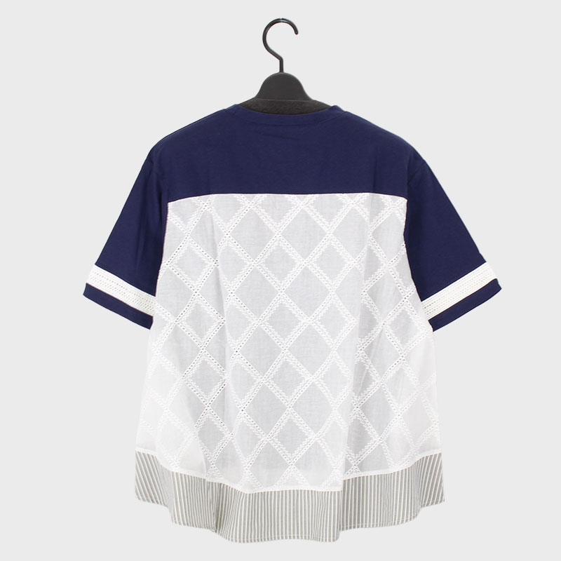 婦人半袖布帛使いデザインカットソー