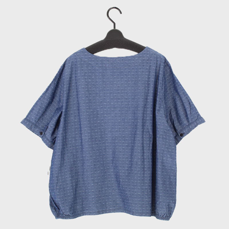 婦人半袖デニムデザインチュニック(ねこ刺しゅう)