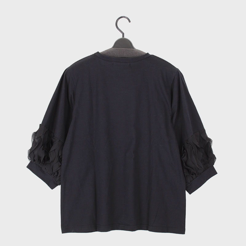 婦人7分袖袖フリルデザインカットソー