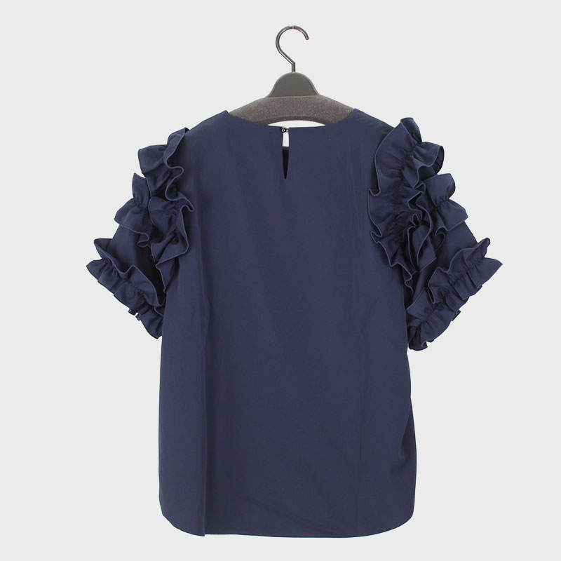 婦人半袖袖フリルデザインカットソー