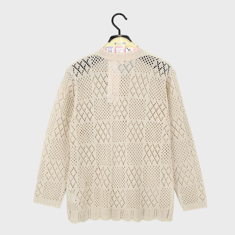 婦人丸首透かしレースカーディガン