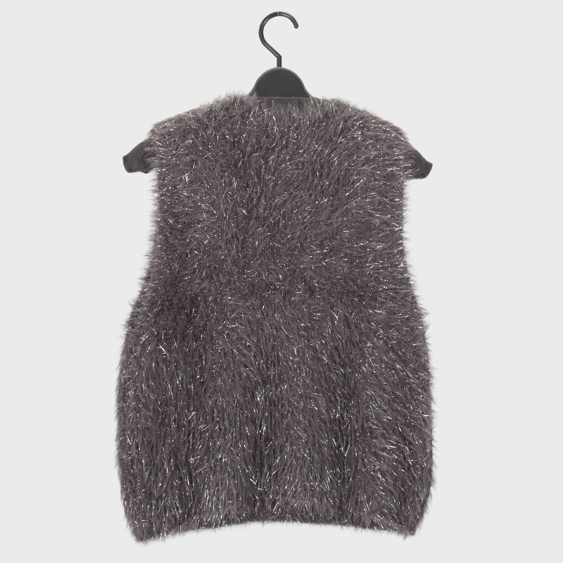 婦人ラメ入りシャギーニットベスト