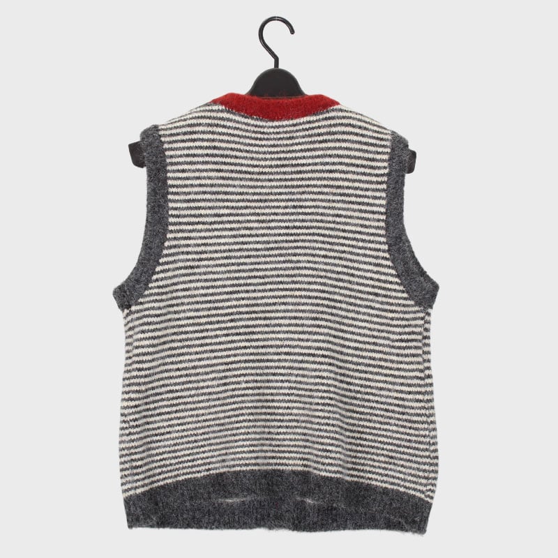 婦人丸首ボーダーニットベスト