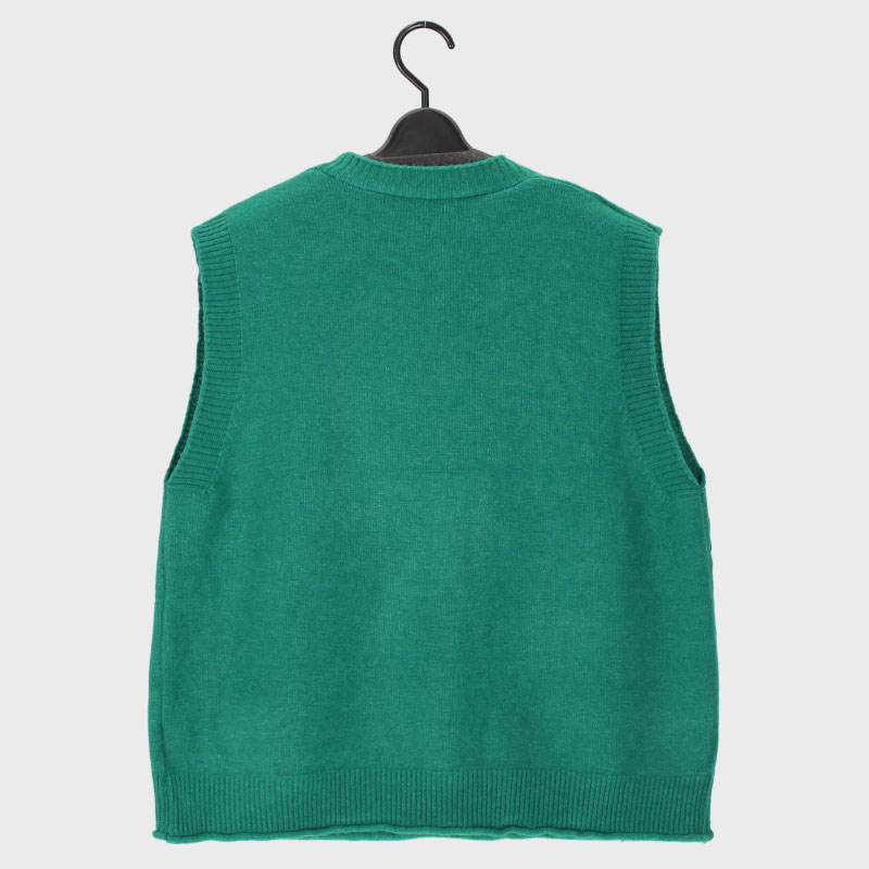 婦人V首前あきニットベスト(花)