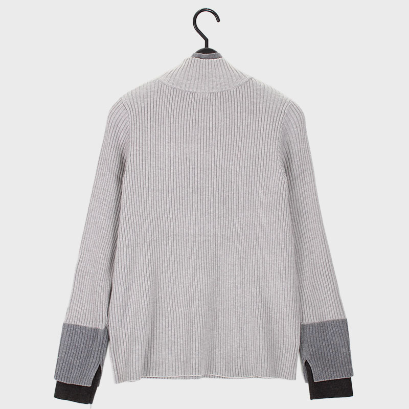 婦人HNリブ配色セーター