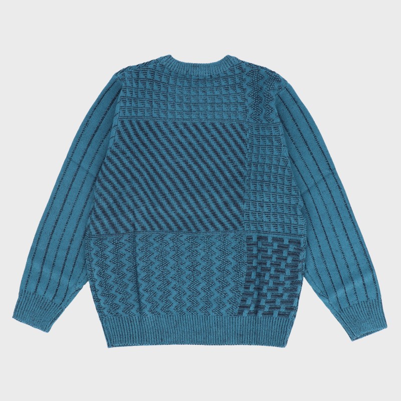 紳士斜めストライプ柄クルーセーター