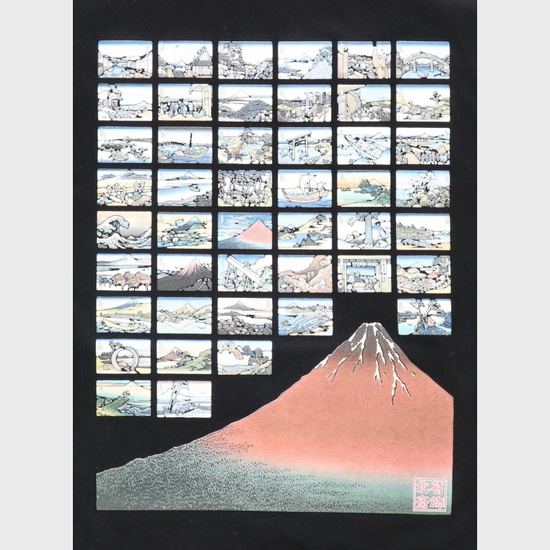 紳士日本製半袖立体プリントTシャツ(富嶽三十六景)『むかしむかし』