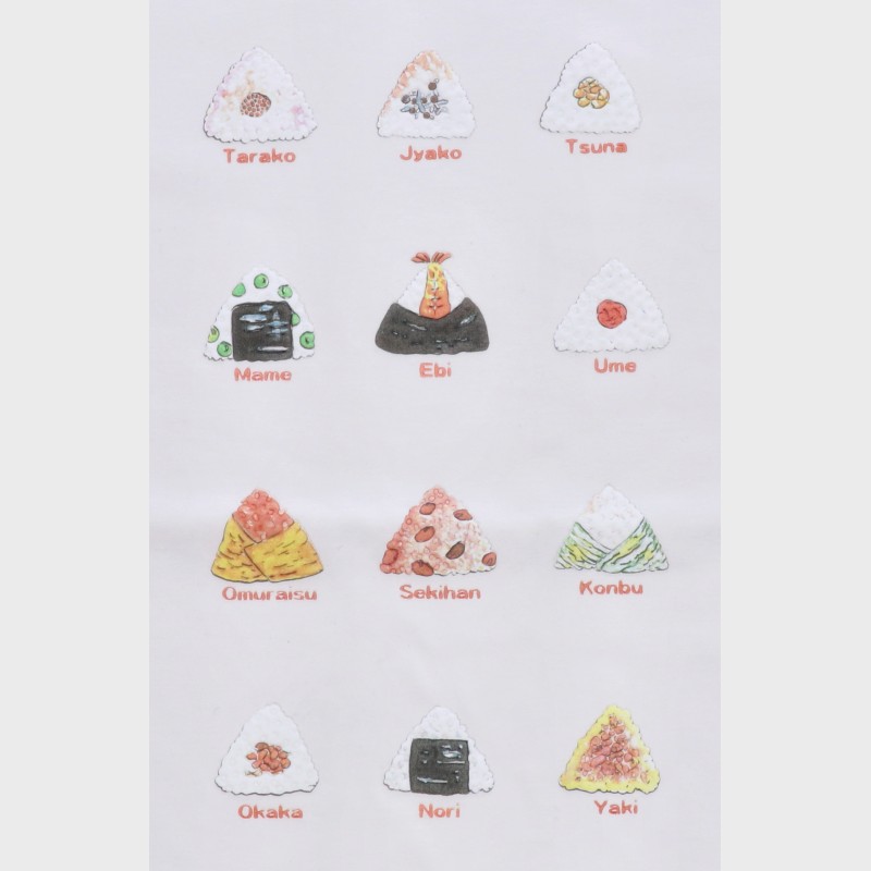 紳士日本製半袖立体プリントTシャツ(おにぎり)『むかしむかし』