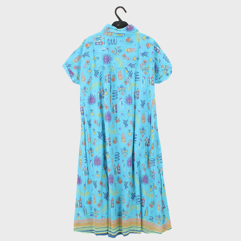 婦人襟付き総柄ワンピース