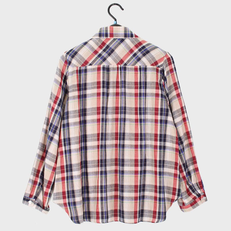 婦人Wガーゼ綿100%ちび衿ブラウス