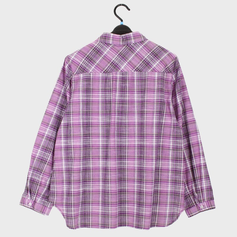 婦人ちび衿綿100%チェック柄ブラウス