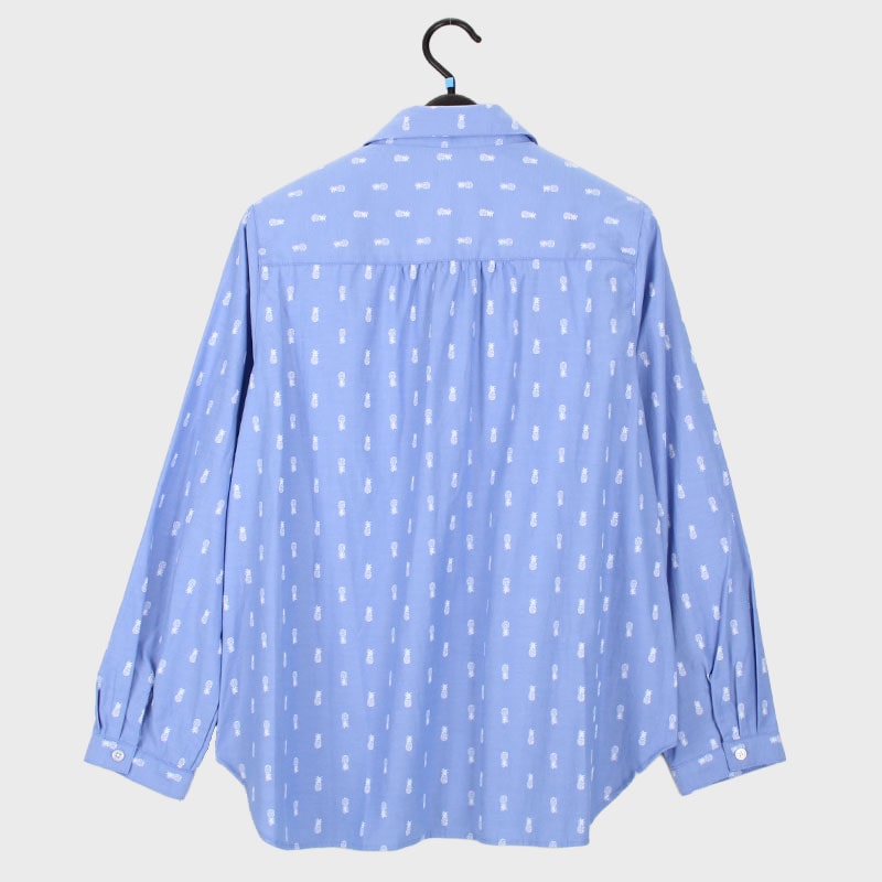 婦人ちび衿パイナップルプリントブラウス