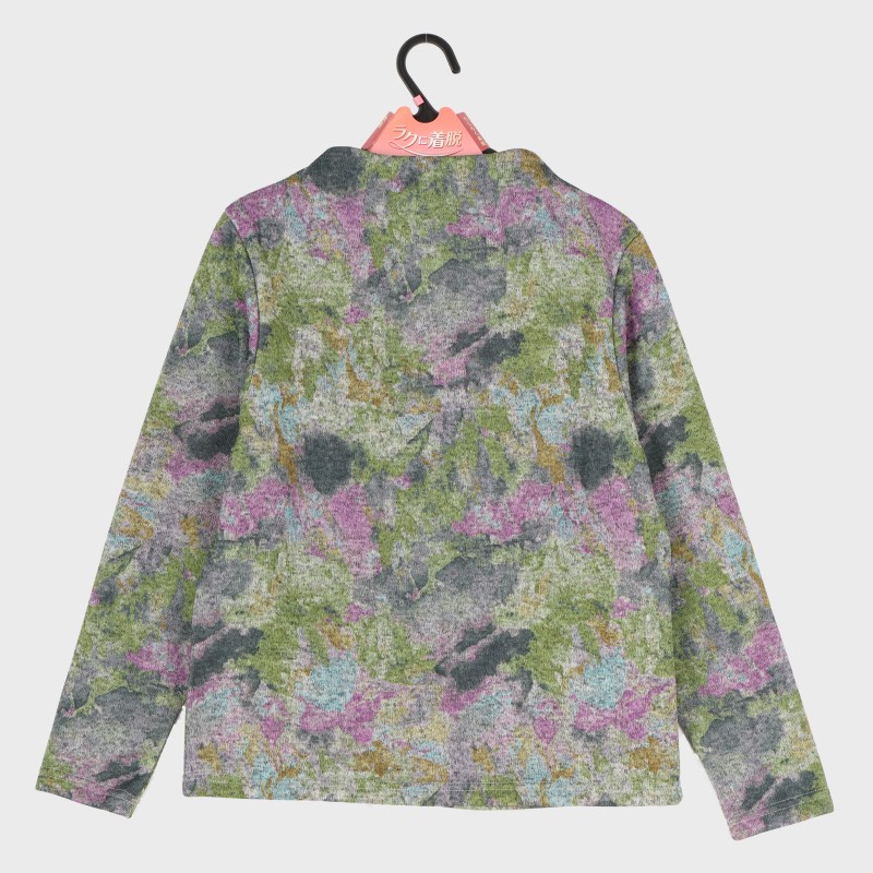 婦人『ラクに着脱』ファスナー付き花柄カットソー