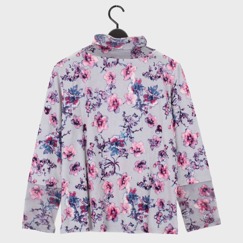 婦人LLサイズパワーネット使いプリントカットソー