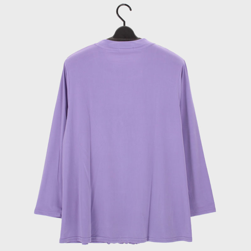 婦人LLサイズ無地丸首デザインチュニック