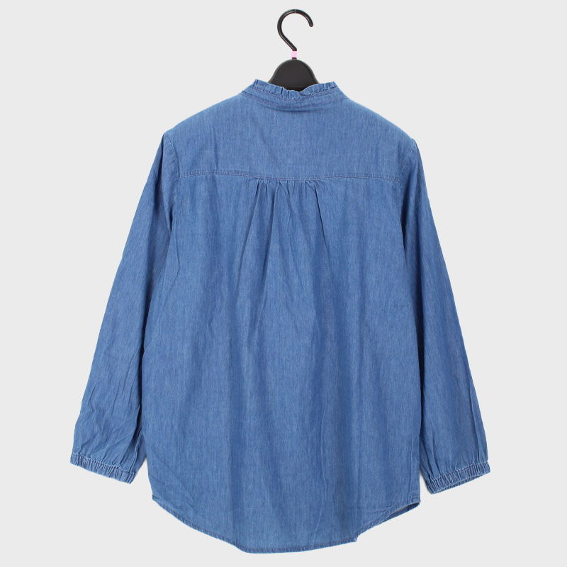 婦人襟フリルデニムシャツ