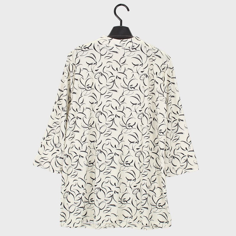 婦人7分袖プリントピンタックチュニック