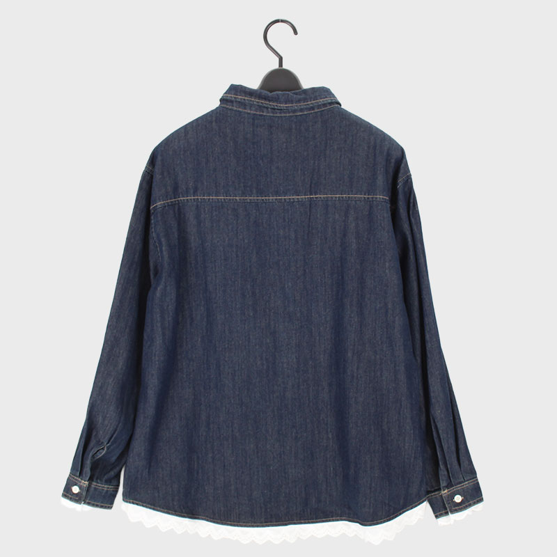 婦人デニムシャツ(部分レース使い)