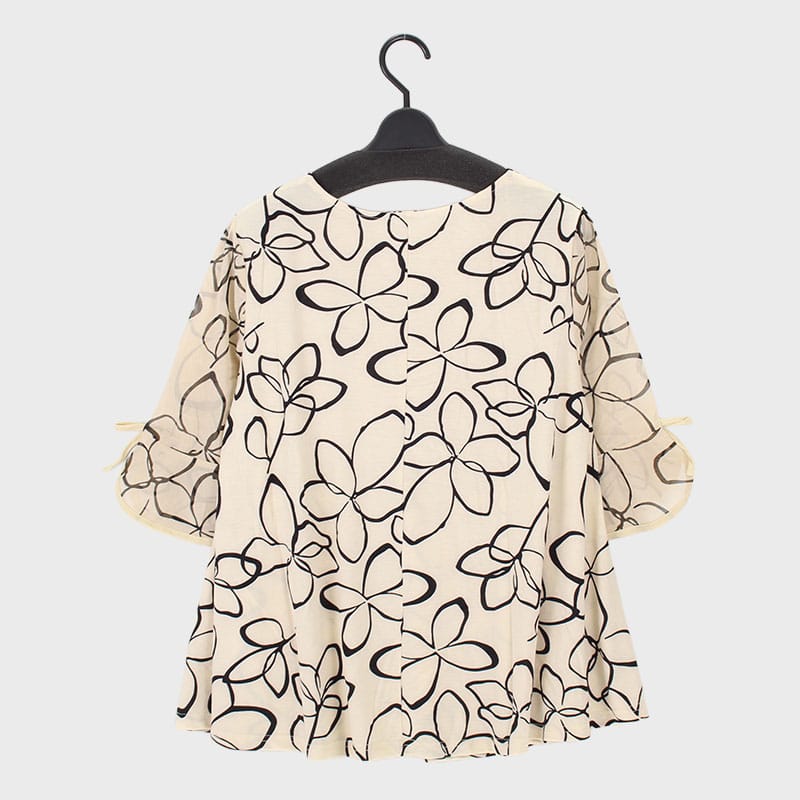 婦人7分袖プリントデザインチュニック