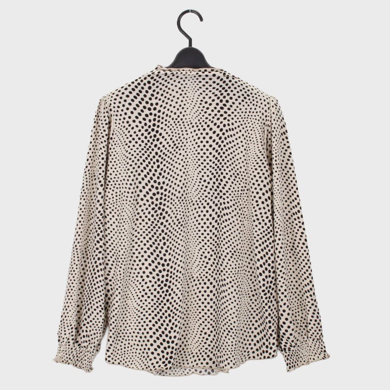 婦人長袖シャーリングプリントカットソー