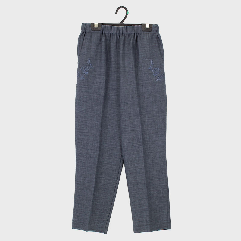 婦人総ゴム杢ツイルしわ加工フリーパンツ