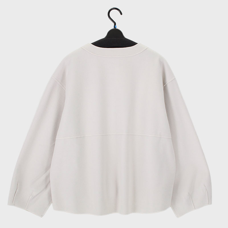 婦人衿なし前ファスナーウール風デザインジャケット