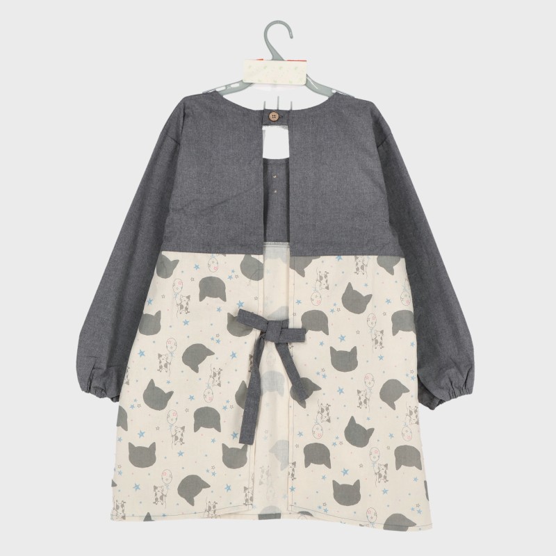 婦人ねこプリント入りカッポー(ボタン×ひも)