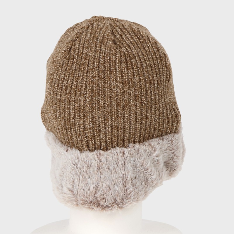 『あったか極暖』ファー切替得ニット帽
