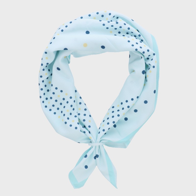 『ひんやりスカーフ』リング付きスクエアスカーフ(ドット柄)/ケース付き・UVカット・洗濯機OK