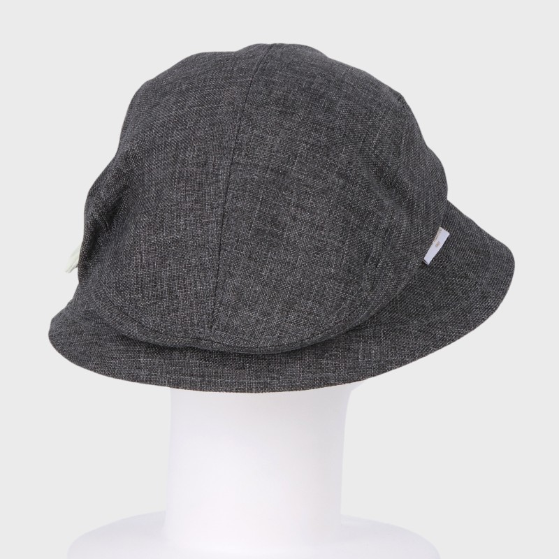 『LUCIANO VALENTINO』つば裏プリントコサージュ付きキャスクロッシェ/吸水・制電・接触冷感素材ビスクール使用