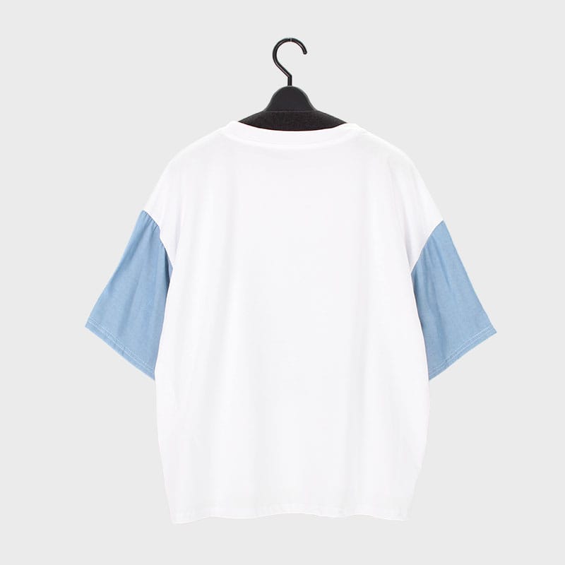 婦人『Khaki Koji』デニム蝶々 プリントTシャツ