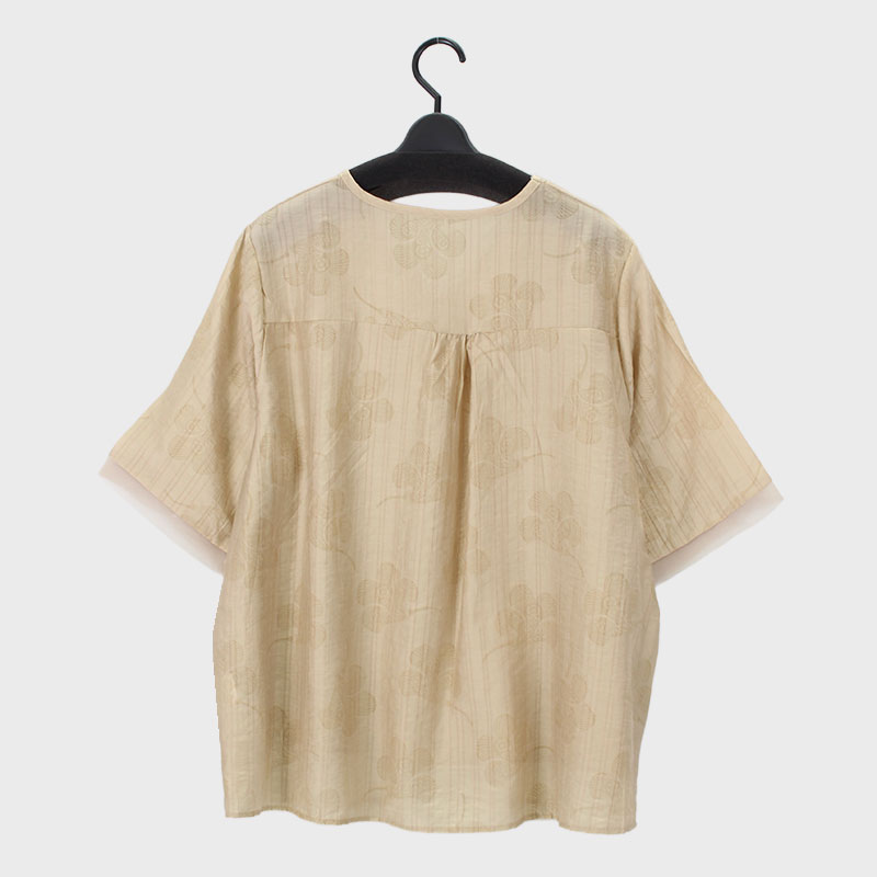 婦人『Khaki Koji』刺繍シアーデザインブラウス