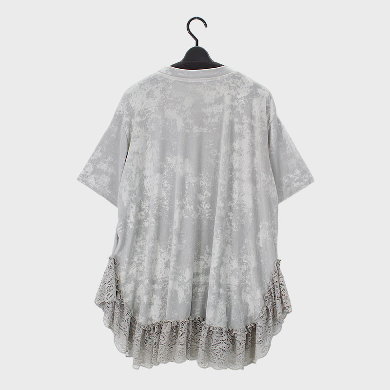 婦人『Koco Line 』裾レースベロアTシャツ