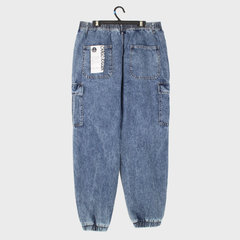 婦人綿デニム100%ゆったりジョガーパンツ