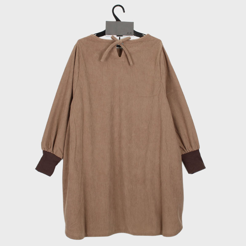 婦人コール天袖リブ付きかぶり型カッポー