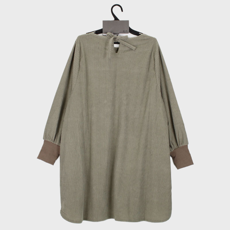 婦人コール天袖リブ付きかぶり型カッポー